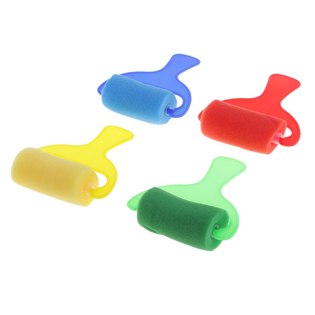 Rodillo de esponja de espuma para pintar para niños, herramienta de dibujo de aprendizaje temprano, 4 piezas
