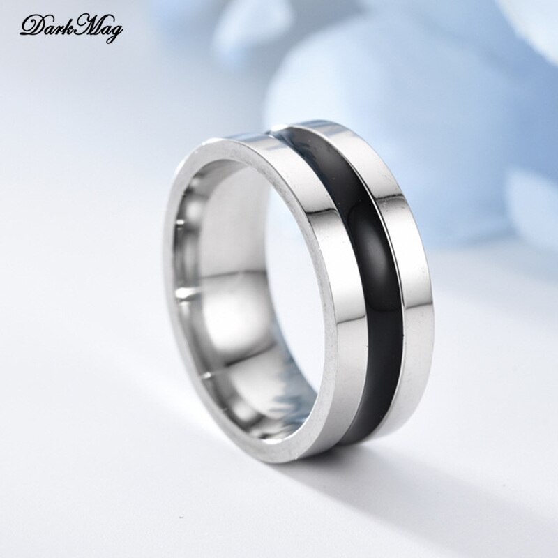 DarkMag Men's Tungsten Wedding Bands Ring Thin Black Line Engagement Ring USA Male Jewelry 8MM Wide