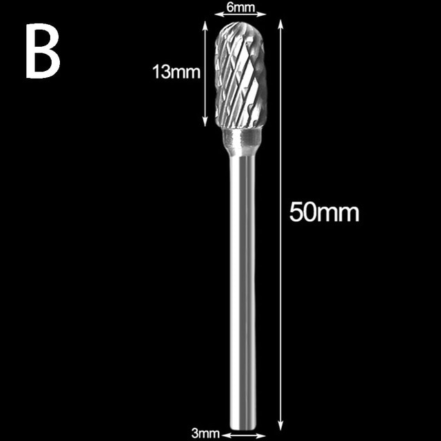 1 stk wolfram stål slibehoved wolfram carbid grater sæt mini bor diamant bor materiale wolfram dremel tilbehør: B