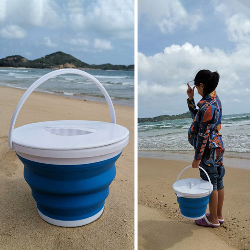 3/5L Collapsible Bucket Portable Folding Bucket Lid Car Washing Barrel Children Outdoor Fishing Travel Water Container
