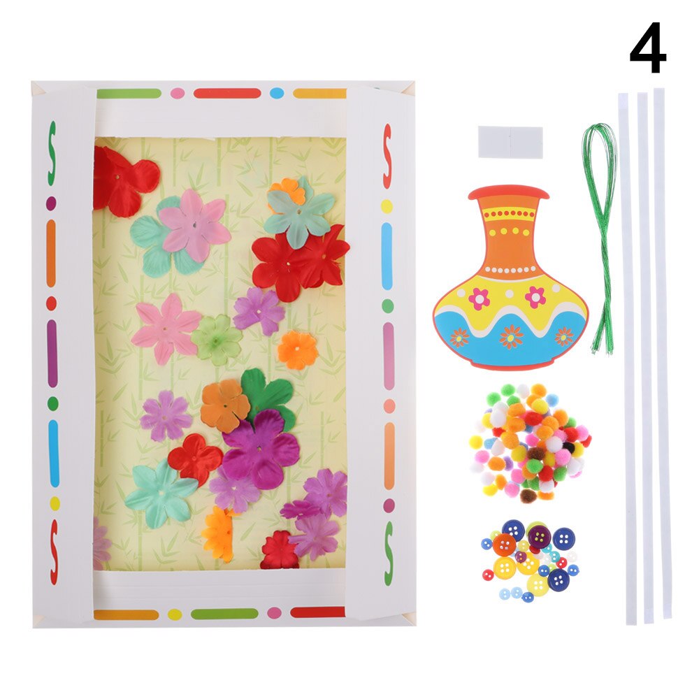 Button Bouquet Handmade DIY Production Material Package Mother's Day Greeting Cards Child Crafts Kindergarten Educational Card: 04