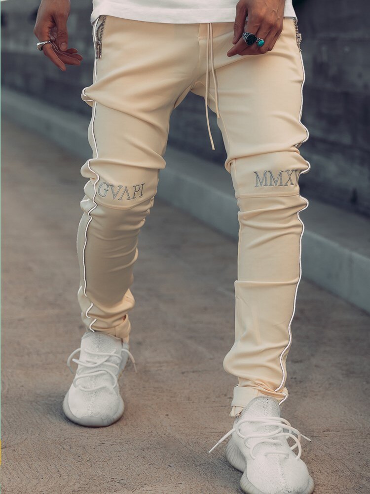 Pantalon de jogging réfléchissant pour homme avec poches zippées et bas ouvert pour le jogging, l'entraînement, la gym, la course à pied, l'entraînement: 1 / S
