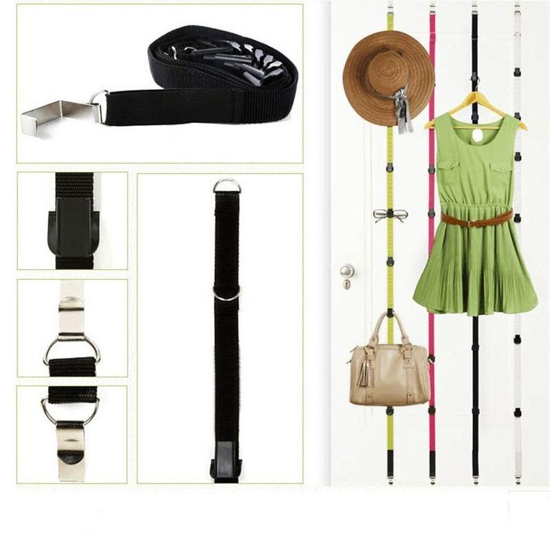 Popular Adjustable Straps Hat Bag Coat Clothes Rack Storage The Kitchen Cabinet Hanger Cupboard Over Door Holders Organizer I9V4