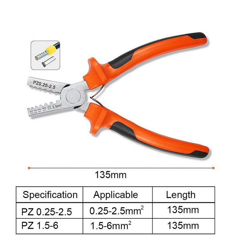 PZ0.25-2.5/PZ1.5-6 Crimper Plier Tool Mini Plier 0.25-2.5mm Cable End-Sleeve Crimper Tool Wire Cutting Plier Accessories