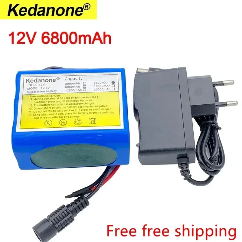 12V 6800mah battery 18650 Li-ion 6.8 Ah Rechargeable batteries with BMS Lithium Battery packs Protection Board +12.6V Charger