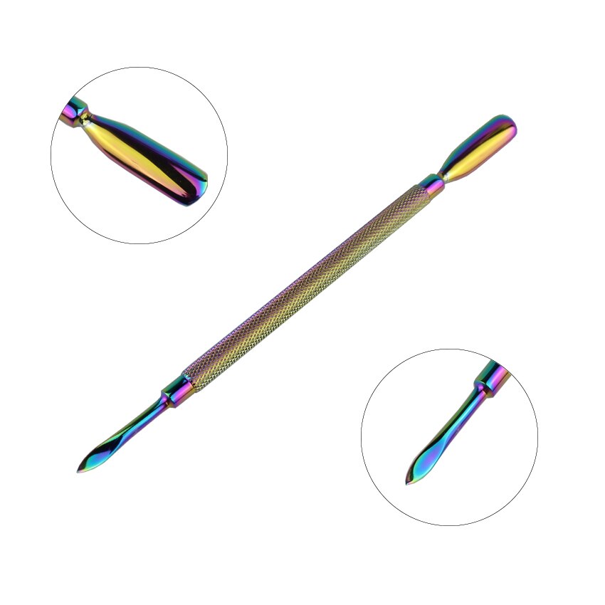 Tignish-1 Uds. De esmalte de uñas Camaleón de doble punta, empujador de cutículas de dedos, para manicura y manicura