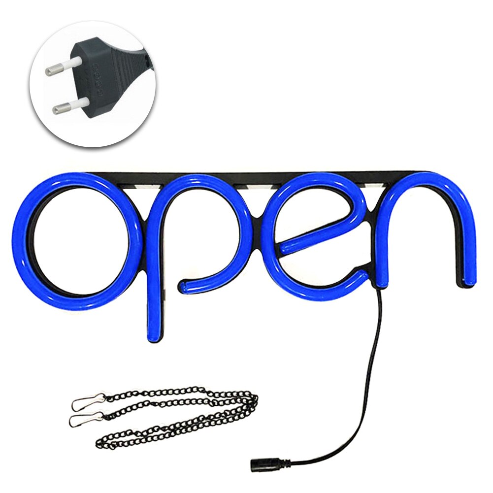 Bar Visual Open Hanging Chain Door Restaurant Wall Store Window Displaying Neon Light Led Decorative Ultra Bright Sign Lamp: Blue EU