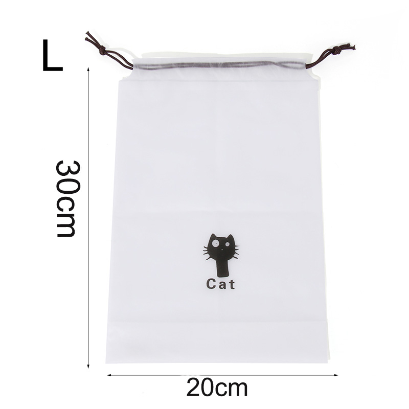 1PC Women Cute Cat Transparent Drawstring Cosmetic Bag Bath Organizer Travel Makeup Case Storage Pouch Cartoon Toiletry Wash Bag: Style 1-L