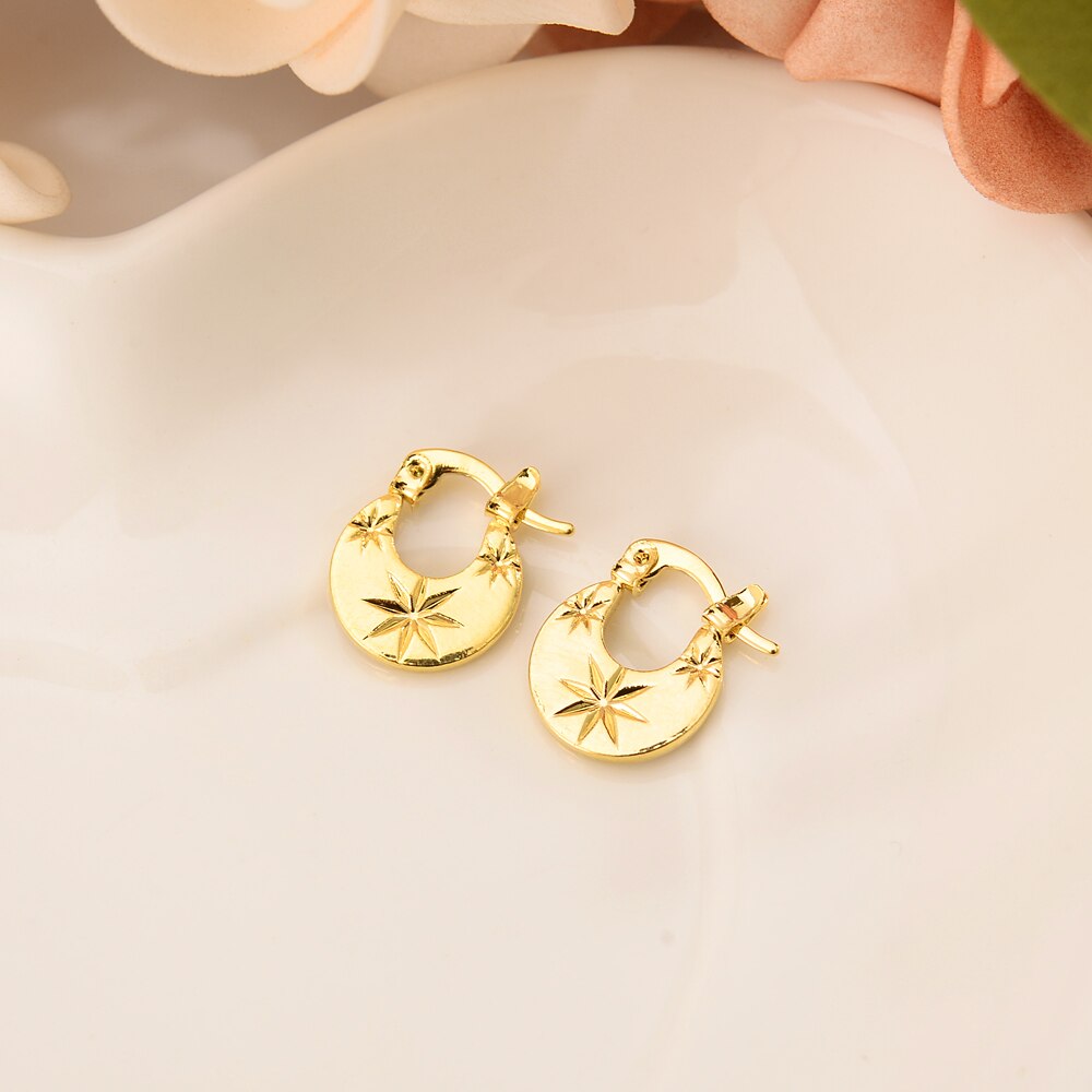 gold mini Kid Baby Little Girls jewelry Security Safety Princess Round Gold Huggies hoop earrings for women party Jewelry
