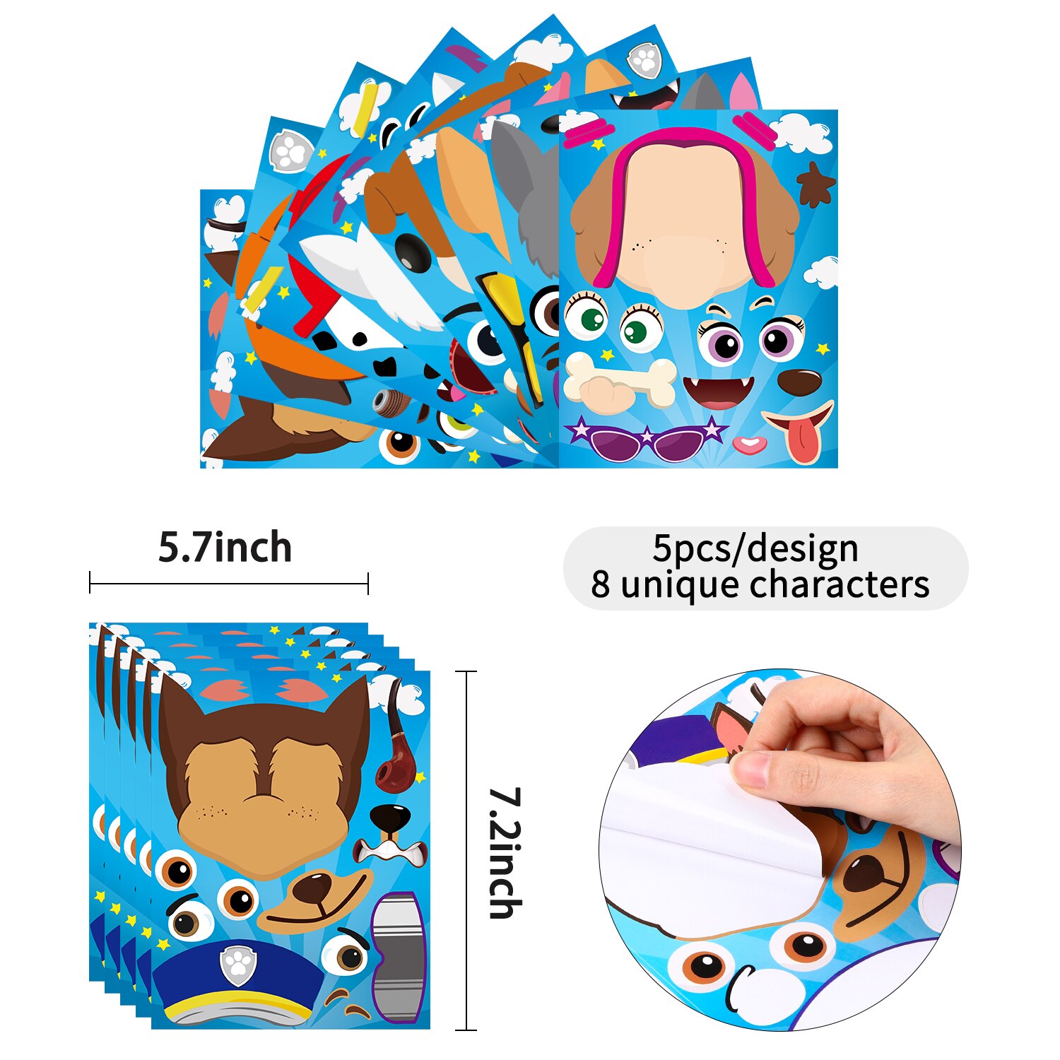 40pcs Dog Make-a-face Stickers Sheets, Make Your Own Dog Stickers Fun Craft Project for Kids Party Favor, Class Reward