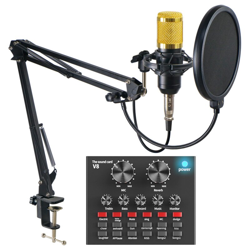 Bm 800 Studio Condenser Microphone V8 Sound Card Karaoke Bluetooth Speaker with Microphone Stand Condenser USB MIC