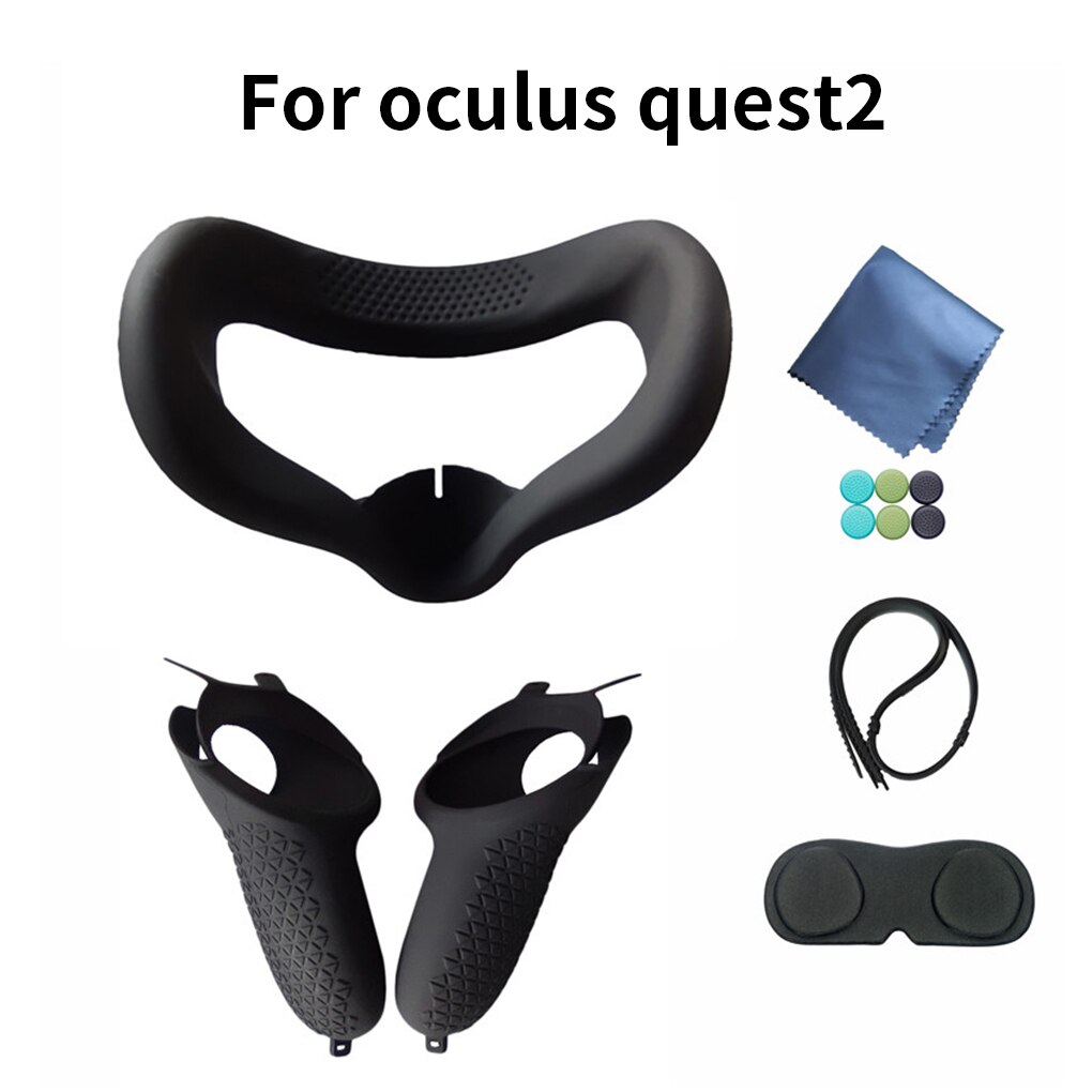 Vr Accessoires Beschermhoes Voor Oculus Quest 2 Vr Touch Controller Case Met Knuckle Band Handvat Grip Voor Oculus Quest 2: Black