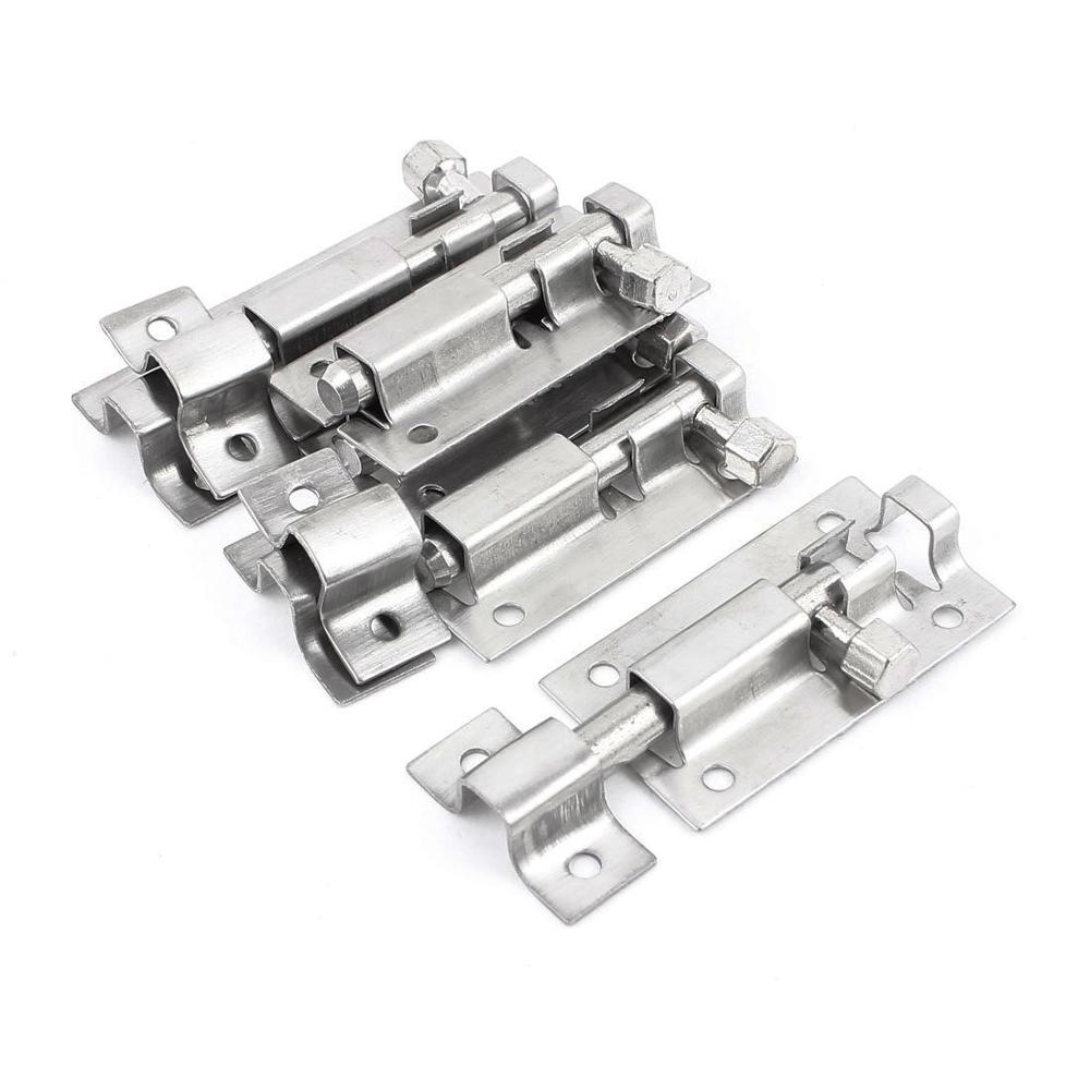 1Pc 1.5/2/3/4/6 Inch Long Silver Stainless Steel Door Latch Sliding Lock Barrel Bolt Latch Hasp Staple Gate Safety Lock