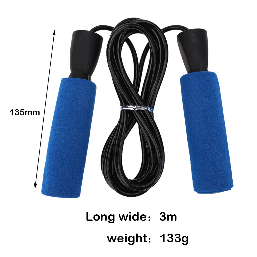 Justerbart hoppereb bærbare pvc sjippetove fitness træning træningsudstyr skumhåndtag springtråd voksne: D