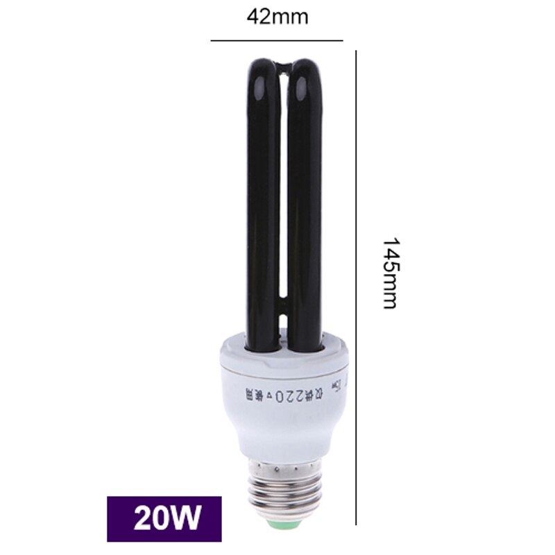 Bombillas UV negras de 13W-40W, luz ultravioleta E27, 220V, 12V, espiral BLB CFL, lámpara insecticida, luz fluorescente: Straight 20W / 12V