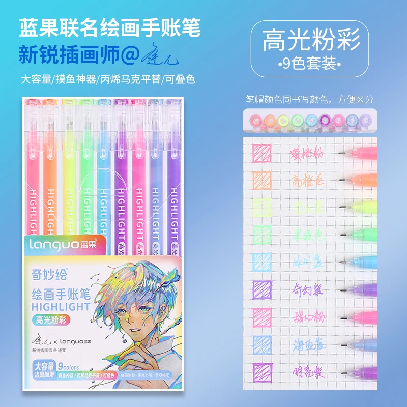 Marcadores de colores kawaii para estudiantes, bolígrafos de pintura estética, bonitos suministros de papelería de oficina, bolígrafo de gel: Blanco