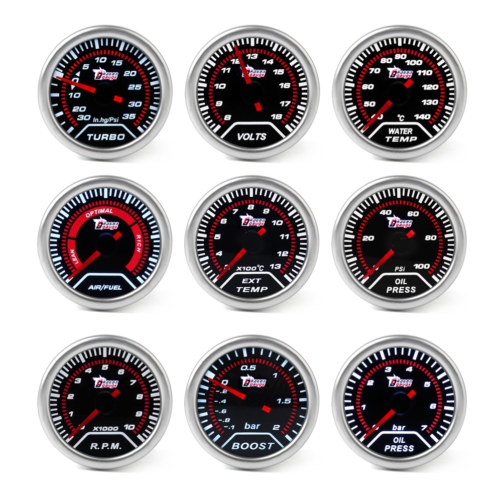2&quot; 52mm Car boost gauge bar psi Exhaust gas temp water temp oil temp oil press Air fuel gauge voltmeter tachometer