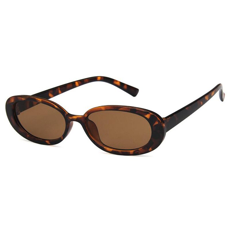 Retro ovale solbriller damemærke vintage hip hop lille stel solbriller gennemsigtige sorte røde  uv400 oculos: Leopard stel te