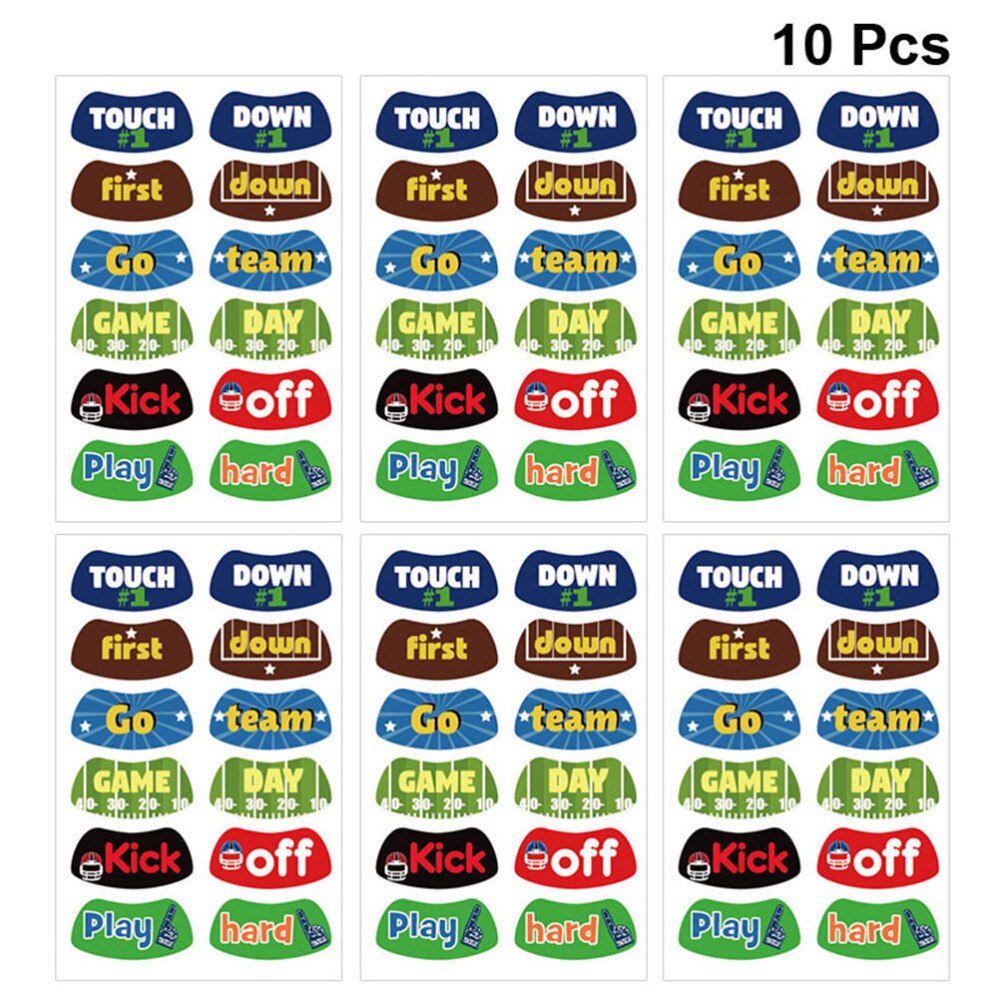 10Pcs Rugby Game Gezicht Tattoos Stickers Football Game Tijdelijke Tattoos Party Gunsten