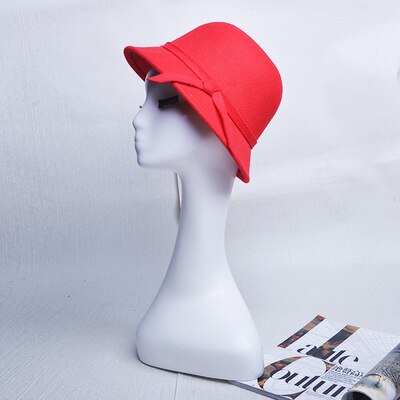 BINGYUANHAOXUAN Vrouwen Vintage Voelde Ronde Cloche Hoed Bloem Boog Fedora Bowler Caps: 13