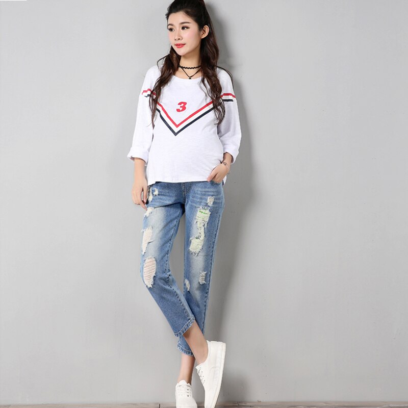 4XL Ripped Vintage Maternity Jeans Plus Size Hole Denim Cotton Trousers Pregnant Women Clothing Pregnancy clothes