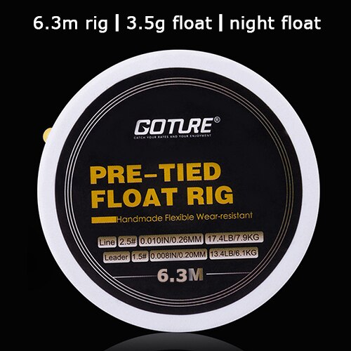 Goture Verticale Boei Visdobbers + Pre-Gebonden Vissen Rig Met Belangrijkste Lijn/Leider/Haak + Vissen licht Stok Vlotter Voor Visgerei: 6.3m rig-float
