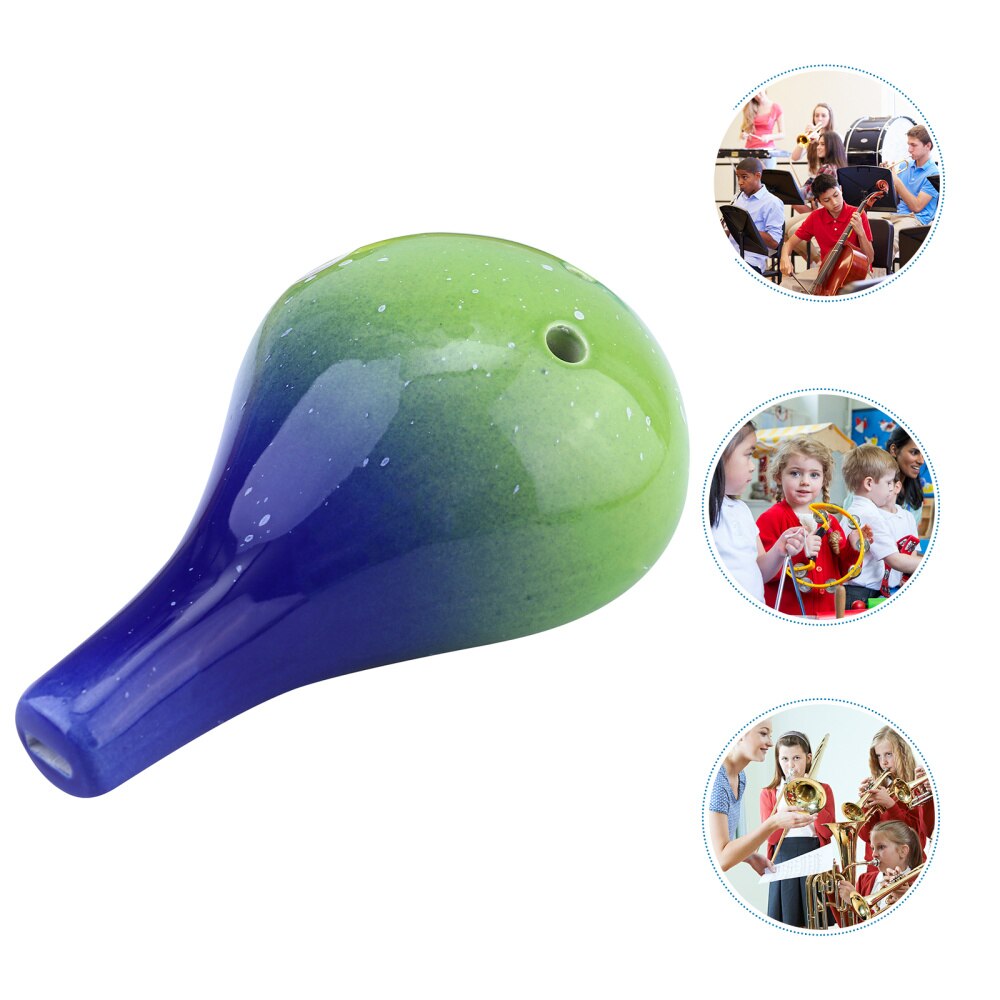 6 Hole Ceramic Ocarina - Bottle Style Ocarina Flute - Musical Instrument for Beginners: Sky-blue Green