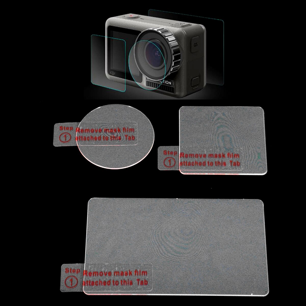 Lens + Front + Back LCD Display Tempered Glass Screen Protector Kit for DJI Osmo Action Sport Camera Accessories