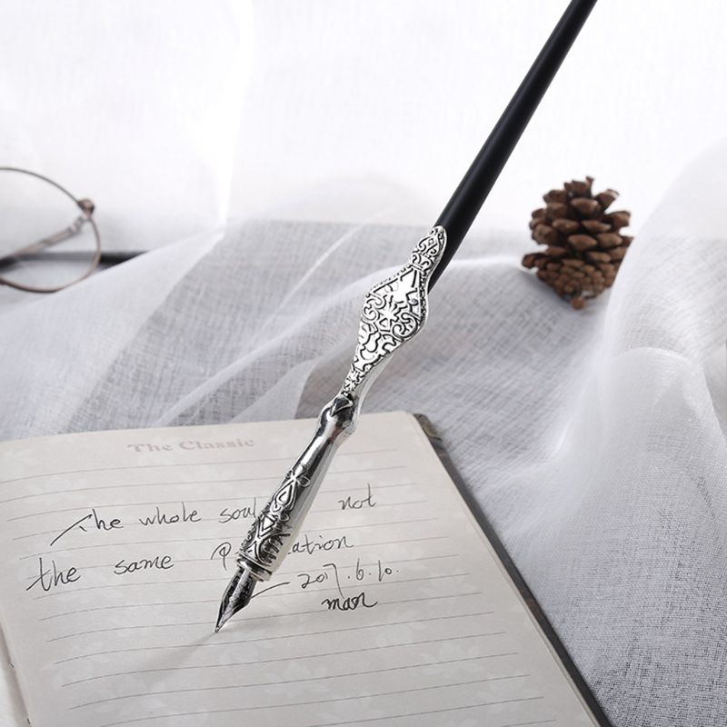 1PC Metal Carved Craft Script Antique Dip Pen Oblique Calligraphy Pen Holder 77HA