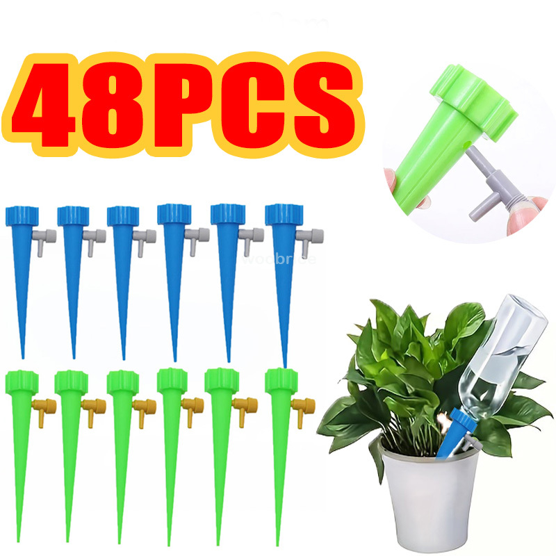 48 Stück Tropfbewässerung für selbstbewässerndes Topf, automatisches Tropfbewässerungsset, Pflanzenbewässerungsgerät, einstellbare Steuerung, Wassertropfer
