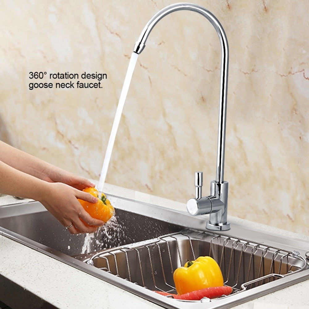 1/4 ''Rvs Kraan Tap Kitchen Sink Kraan Chrome Omgekeerde Osmose Drinkwater Filter Tap Onderdelen