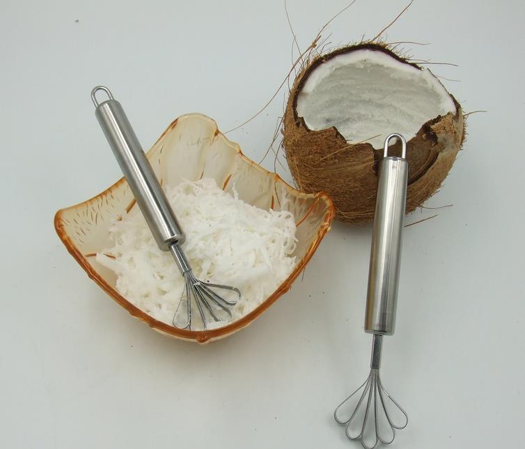 Organboo 1pc kokos rivejern i rustfrit stål kokos håndlavede fiskeskæl værktøj køkken gadgets nemme at hænge 18*4cm
