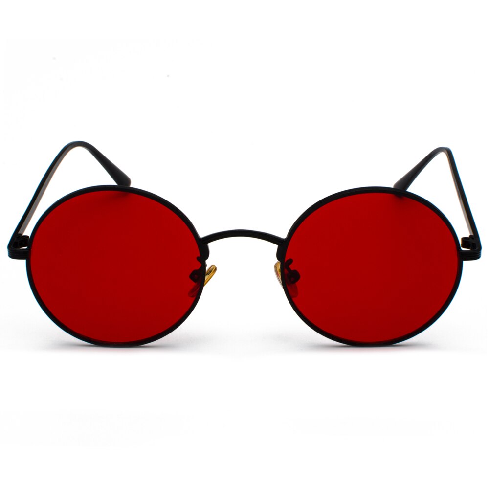 Peekaboo gold round metal frame sunglasses men retro summer style women red lens sun glasses unisex yellow pink black