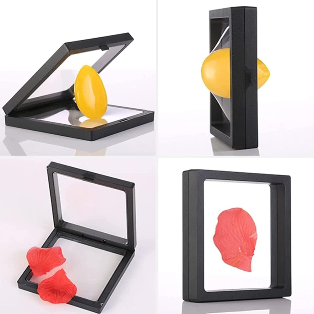 10pcs Display Box 3D Floating Frame Jewelry Display Stand Shadow Box Ring Pendant Holder Jewellery Stone Presentation Case
