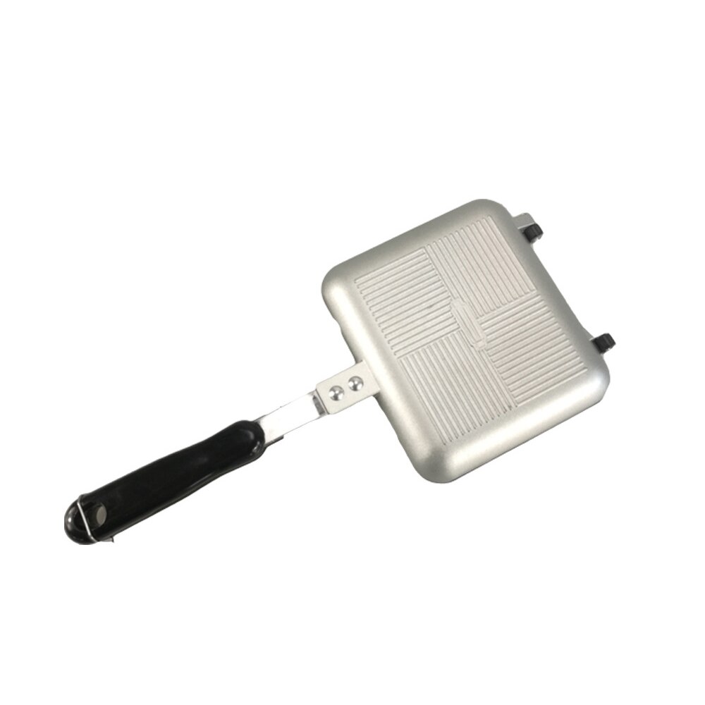 Double Side Grill Fry Pan Cookware Stainless Steel Double Face Pan Steak Fry Pan Kitchen Accessories Cooking Tool Frying Pan: Silver