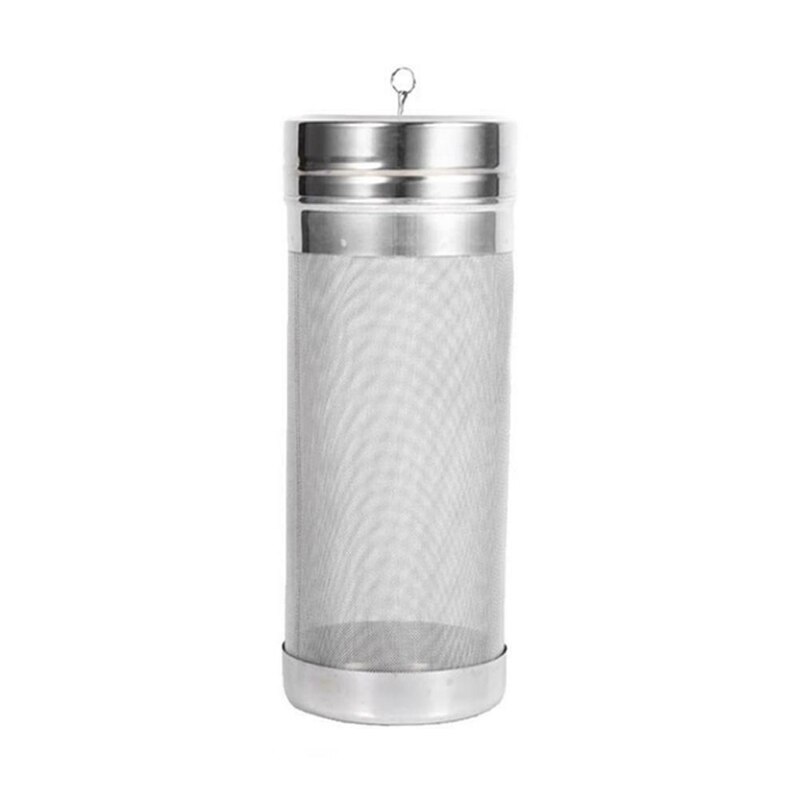 Stainless Steel Brew Beer Hop Mesh Filter Strainer with Hook Beer Brewing equipment inline filter distillation washable for bags: 7x18cm