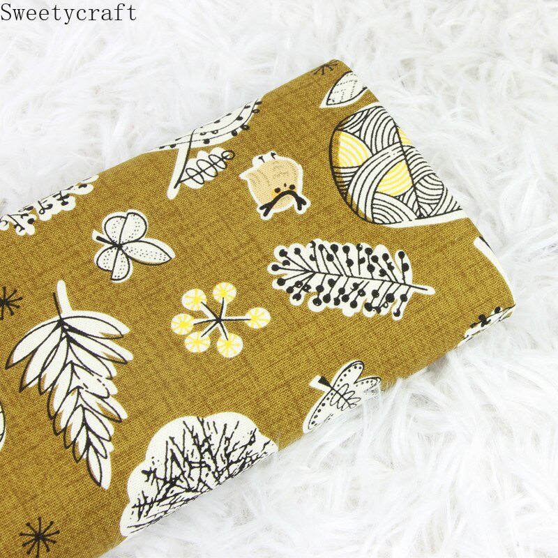 Tejido de algodón grueso de 110x45cm con estampado de hojas tela de algodon DIY hecha a mano Material de mosaico accesorios textiles para el hogar: Cotton Fabric 1