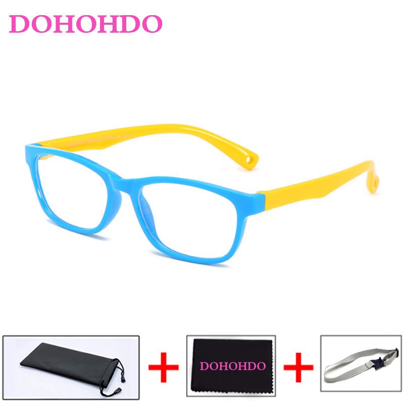 Dohohdo børn optisk brillestel barn dreng pige nærsynethed receptpligtig brillestel briller brillestel oculos de sol: Blå gul