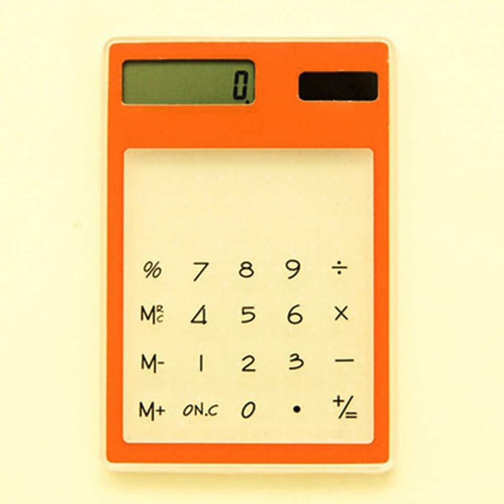 Solar Calculator LCD 8 Digit Touch Screen Ultra Slim Transparent Clear Student Calculator for School Office