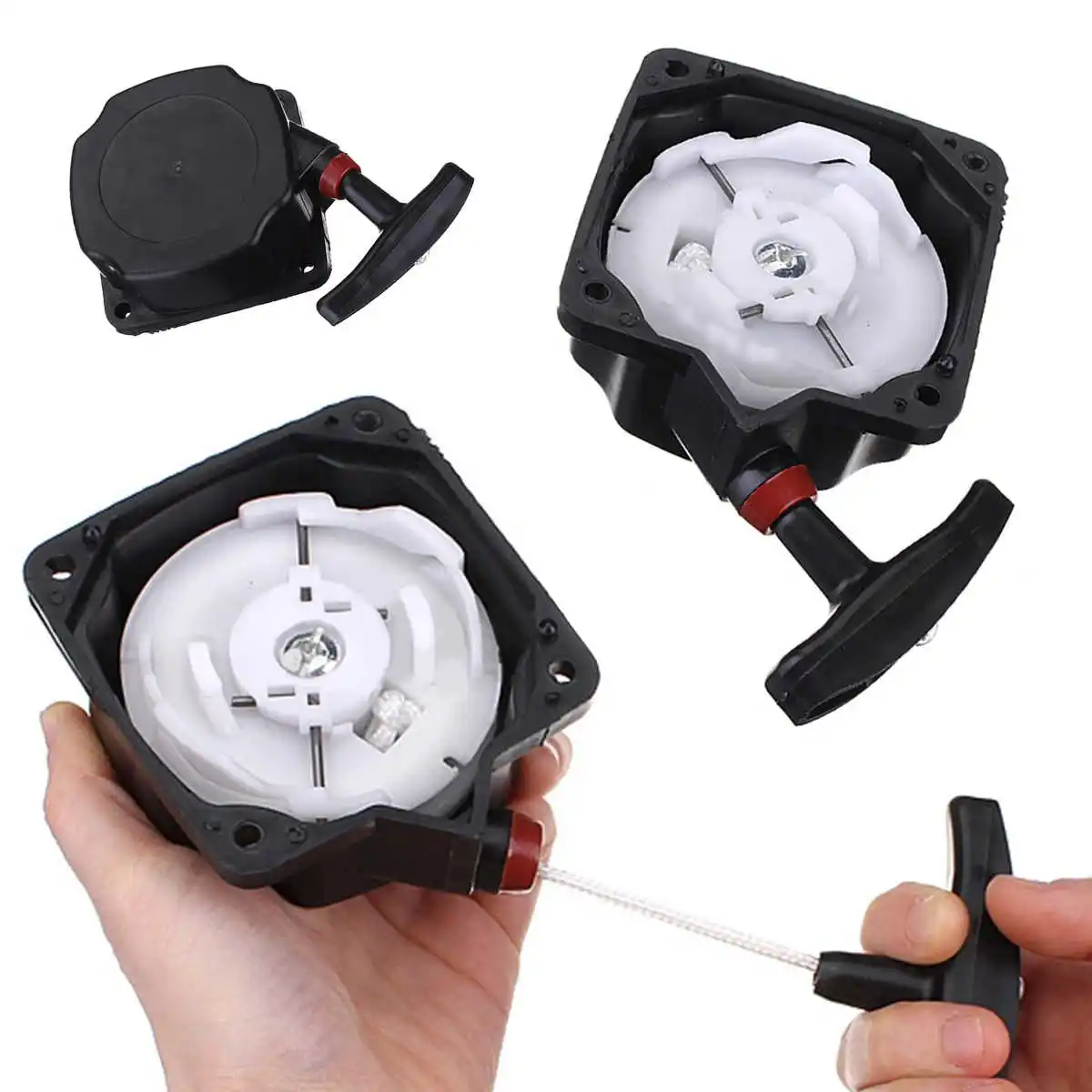 Universal Pullstart Recoil Pull Starter Desbrozadora Strimmer Start Piezas de cortacésped Negro