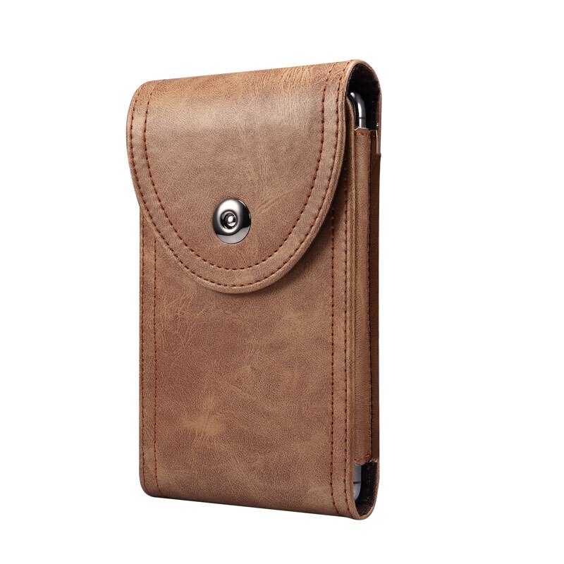 Ceinture universelle pince étui téléphone pochette pour Huawei P30 P20 Pro P20 Lite mate30 20 nova5 4 3 honor9X 8X10 housse de sac en cuir: Marron / 2 pcs