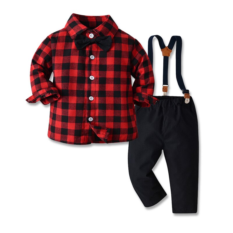 top and top Autumn Winter Brother and Sister Plaid Matching Outfits,Kids Boys Gentleman Clothes+Girls Casual Princess Outfits: Red Brother / 2T