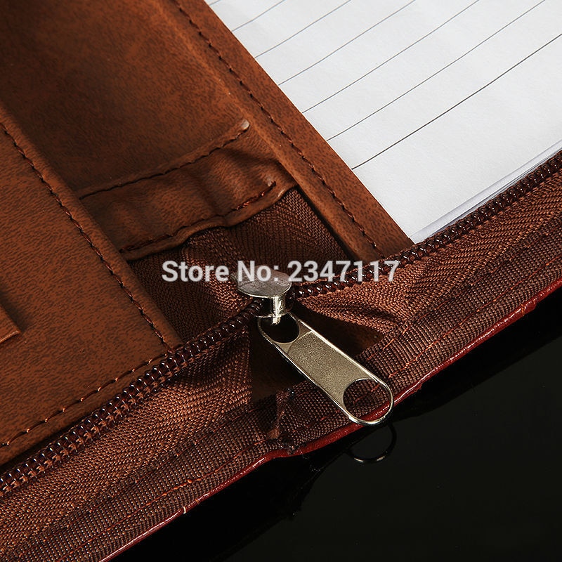 Office A4 PU Leather Zipper Portfolio Business Executive Padfolio Classification Folder Document Black Red Color Available