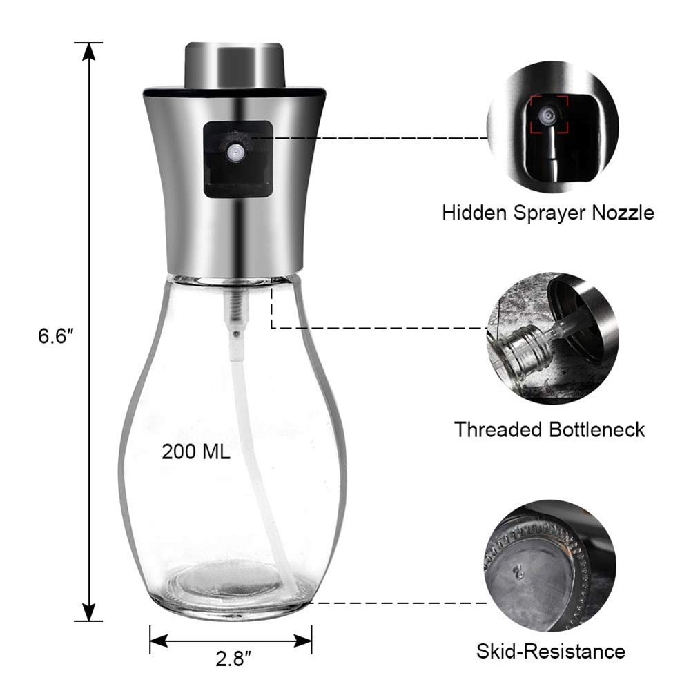 Vaporisateur d'huile d'olive verre | Verre étanche, vaporisateur d'huile d'olive, bouteille vide, bouteille de vinaigre, distributeur d'huile, cuisine Barbecue pulvérisateur