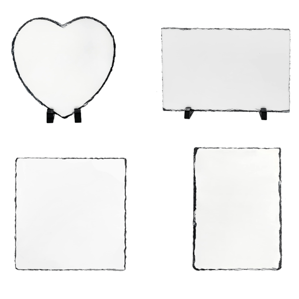 1 Stück Sublimation Blank Slate Rock Bilderrahmen mit Ständer, DIY Memorial Frame für Wärmeübertragung, 4 Formen