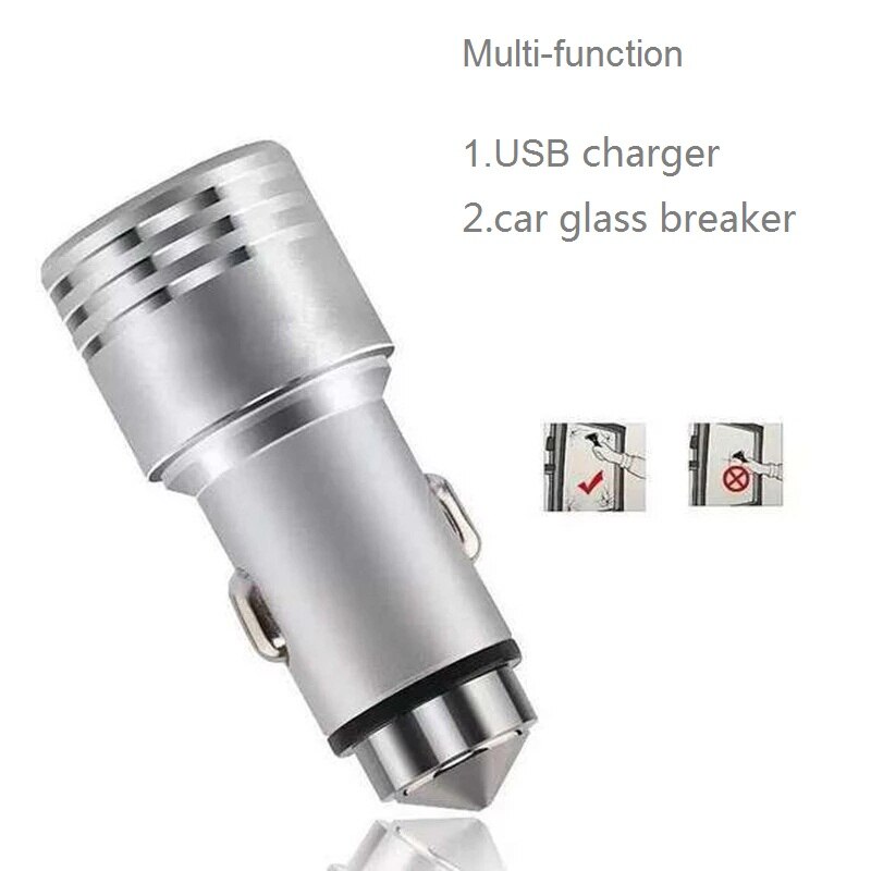 Chargeur de voiture en alliage d'aluminium 2 USB 2.4A + 1A adaptateur de charge rapide téléphone double prise de Conversion de Port USB prise de chargeur de voiture