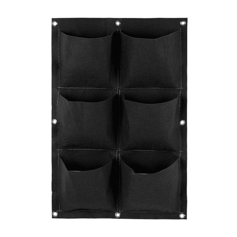 Bolsas de plantación para colgar en la pared, macetero Vertical para jardín, cultivo de plantas verdes, bolsa de vida vegetal, bolsas de suministros, 6/9/12/18 bolsillos: Black 6 pockets