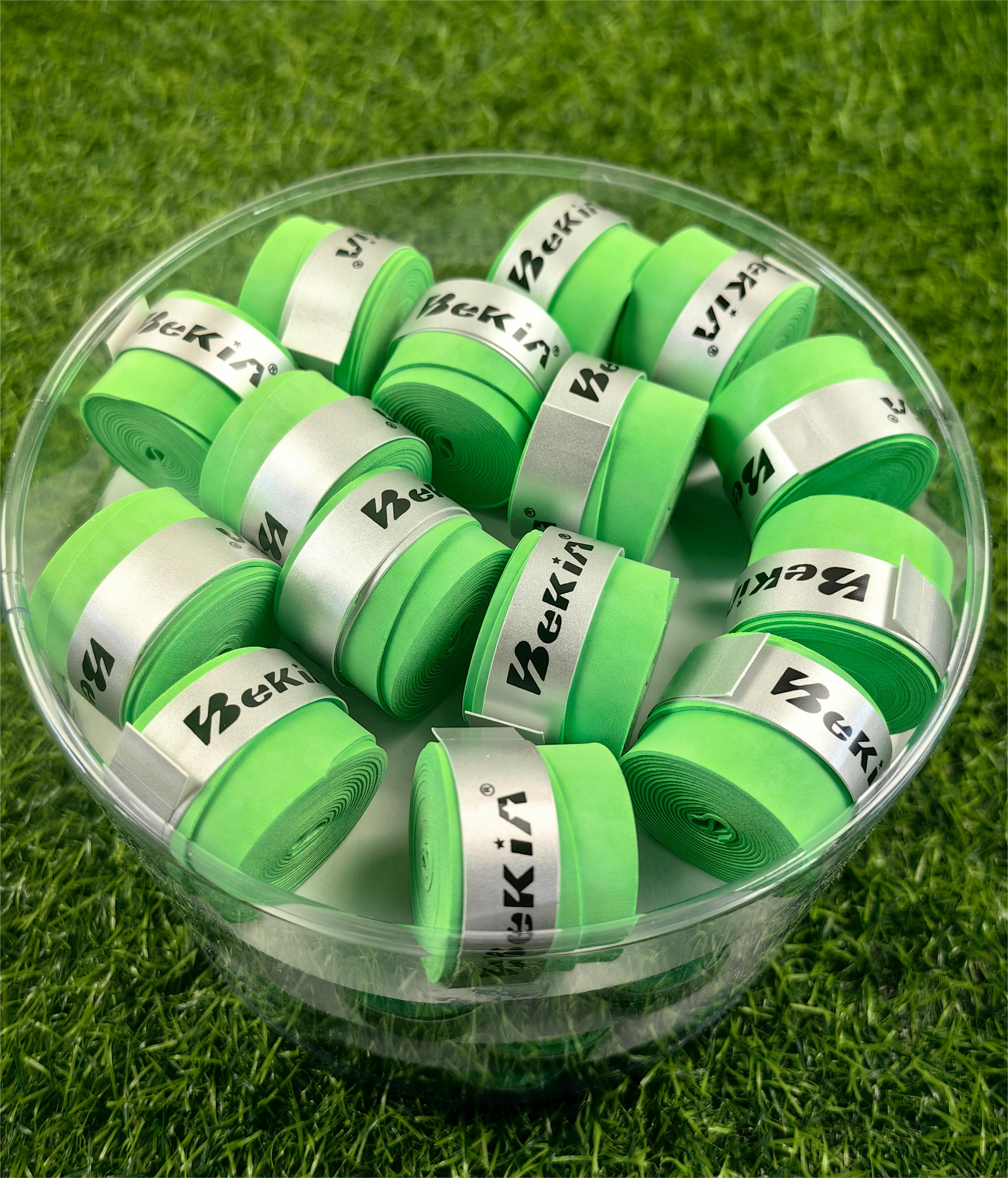 60 kpl/pakkaus kuiva tennismailan kahva liukumaton hikeä imevä suojus tapit sulkapallokahvat mailan tärinäsuoja hikinauha: Vihreä