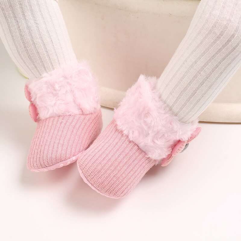 Fokusnorm høst vinter baby jenter gutter støvler solide blomster hette midt legghøyde flat med hæl babysko 5 farger