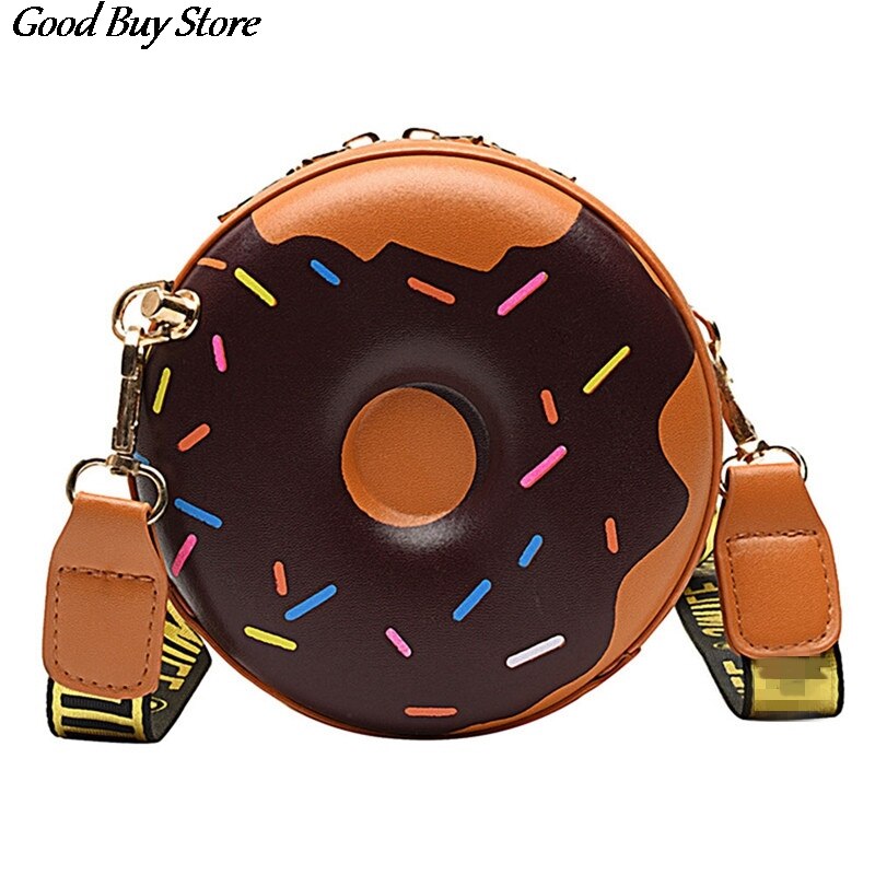 Donut Shape Shoulder Bag Girls Cute Leather Crossbody Bags Round Handbags Purses Women Mini Casual Travel Pouch Bolsa Handbag